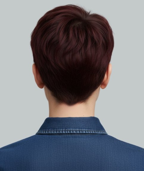 Cheveux courts brun chocolat &ndash; Vue de dos