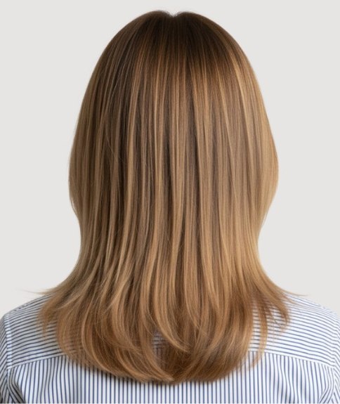 Cheveux longs doux et féminins – Vue de dos