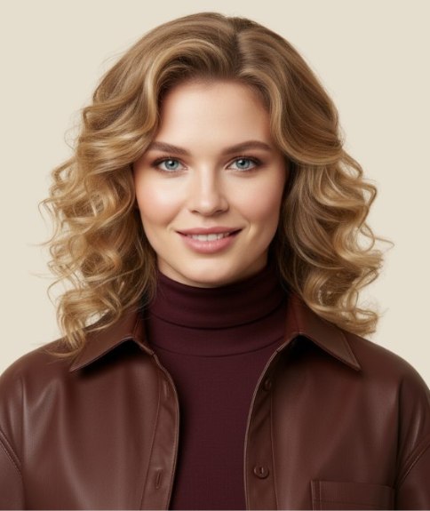 Coupe sous les épaules avec ondulations et volume