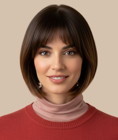 Carr&eacute; plongeant juste sous la m&acirc;choire avec frange