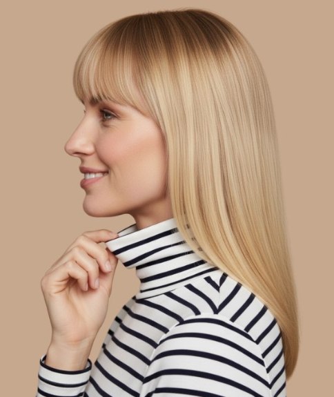 Cheveux longs avec balayage du brun au caramel – Vue de dos